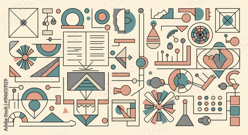 A minimalist, geometric design evoking themes of connection and location. Ideal for backgrounds, website graphics, or representing data and networks.