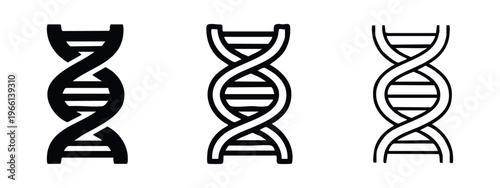 DNA Double Helix Icon Set for Science, Genetics, and Biotechnology