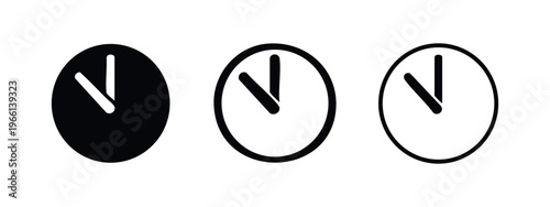 Time Clock Icon Set. Black and White Watch Graphic Symbols for Deadline and Schedule Management.