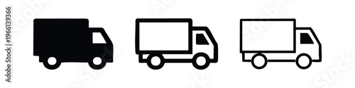 Shipping Truck Icon Collection. Freight, Logistics, and Delivery Service Symbols.