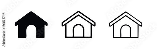 Dog House Kennel Icon Set. Pet Shelter and Home Symbol Collection for Canine Care.