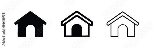 Dog House Kennel Icon Set. Pet Shelter and Home Symbol Collection for Canine Care.