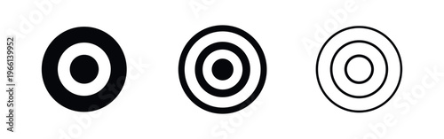 Target and Bullseye Icons Set with Concentric Circles for Business Goals or Accuracy