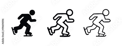 Ice skater icon set in different styles. Winter sport activity and athlete symbol.