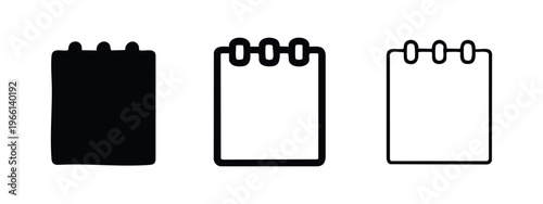 Notebook and notepad icon set for planner, agenda, notes, and office supplies