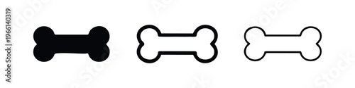 Dog bone icon set. Pet chew toy, treat, or food symbol for canine care.