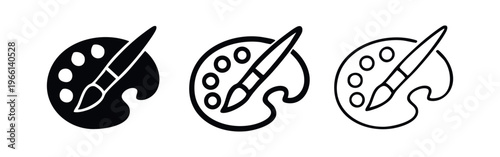 Creative Artist Palette with Paintbrush Icon Set Vector Illustration