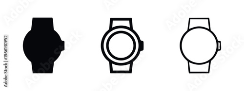 Smartwatch icon set, wearable technology symbol, digital watch and gadget sign in multiple styles