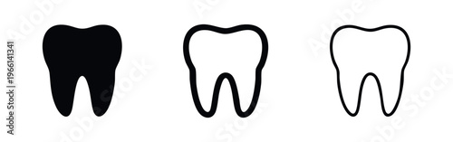 Human Tooth Icon Set. Dental Care, Oral Health and Hygiene Vector Symbols.