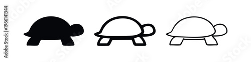 Cute Turtle Icon Set. Marine Animal and Wildlife Vector Symbols.