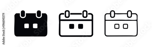 Hand drawn calendar icon set. Date and schedule vector symbols for planning and time management applications.