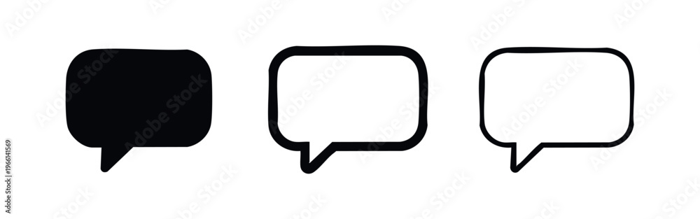 Fototapeta premium Rounded Square Speech Bubble Icons for Communication and Chat