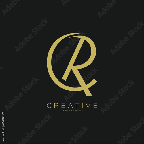 Stylish golden letter mark logo intertwining C and R for elegant branding