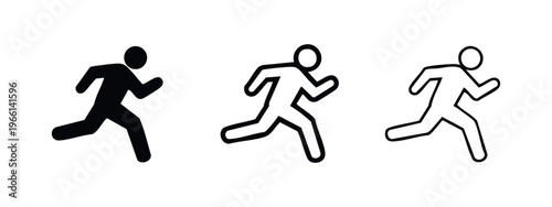 Running Man Icons Set for Movement, Sports, and Emergency Signs