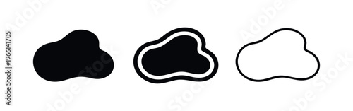 Organic amoeba shape icon set, Fluid blob design elements, Abstract rounded forms vector.