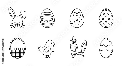 Easter Day celebration symbols, festive icons for Easter Day