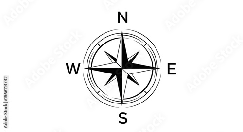 Traditional compass rose showing main directions in an isolated white background, symbolizing clear guidance and finding one's way