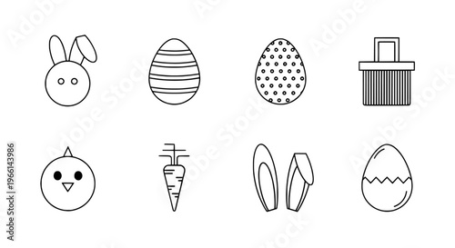 Delightful Line Art Icons for Festive Ester Day Celebrations and Happy Ester Holiday Designs