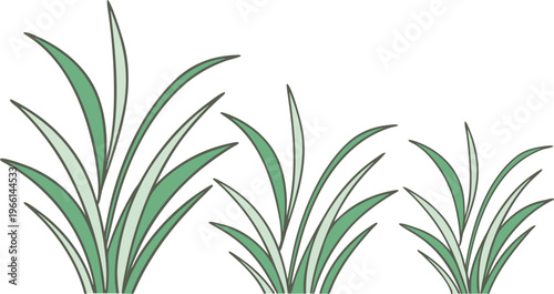 Cute grass doodles with soft rounded blades and uneven heights