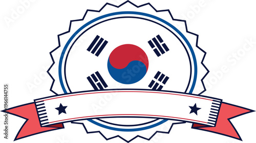 Korean constitution day label with flag and banner korean flag south korea badge