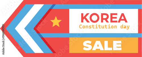 Korea constitution day sale tag with bold shapes and colors banner