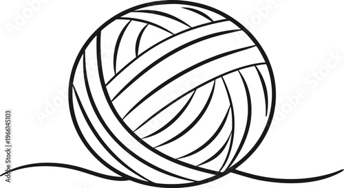 Hand drawn ball of yarn with thread texture yarn ball skein