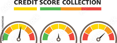 Credit score gauge collection with lab style meters infographic
