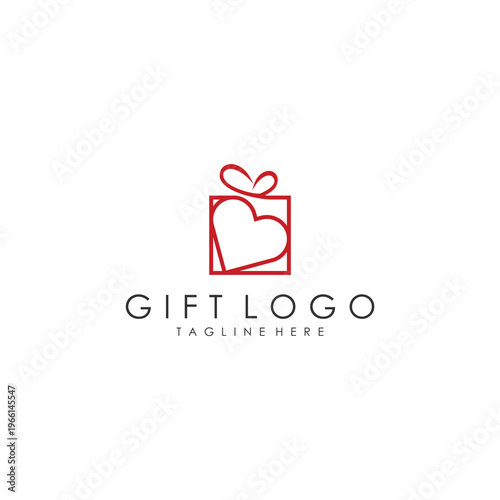 Gift Box with Heart Logo Design - A Symbol of Love and Celebration