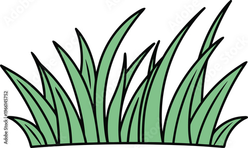 Green grass doodle blades hand drawn