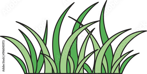 Green grass doodle border with uneven blades 1