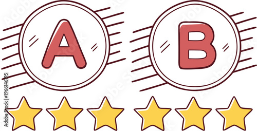 Hand drawn marks with a plus b minus and star ratings