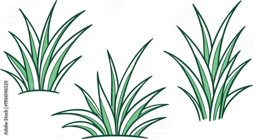 Green grass patches with sketchy lines and organic shapes doodle