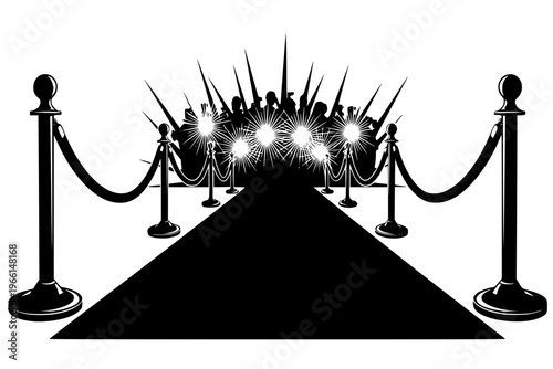 Red Carpet Gala Event Premiere Stanchions Celebrity Film Festival Black Vector Silhouette
