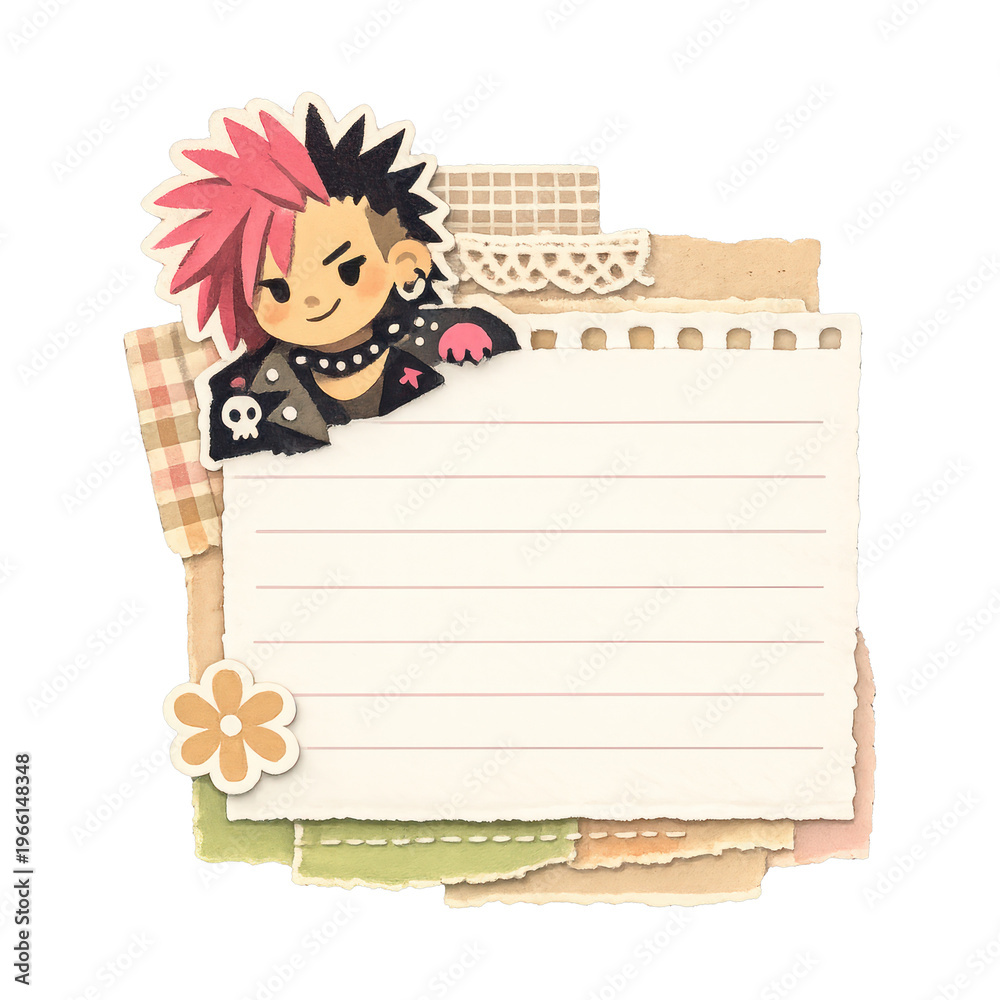 Fototapeta premium PNG Punk-themed scrapbook note design.