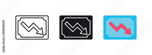 Financial chart showing a downward trend and a red arrow indicating a decline