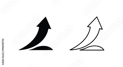 a black and white arrow icons pointing upwards Vector