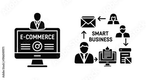 black and white ecommerce business strategy Vector