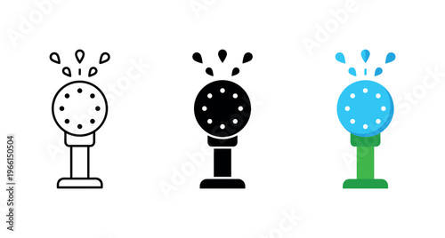 Automated garden sprinkler system icon set for efficient crop watering