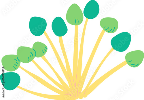 Mushroom Cluster Botanical Cartoon