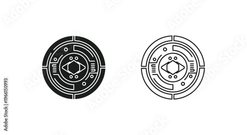 black and white circular technical drawings of mechanical parts Vector