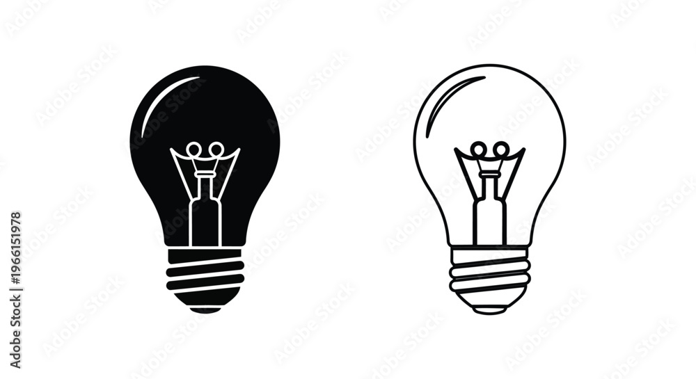 Naklejka premium a black and a white light bulb on a blank surface Vector