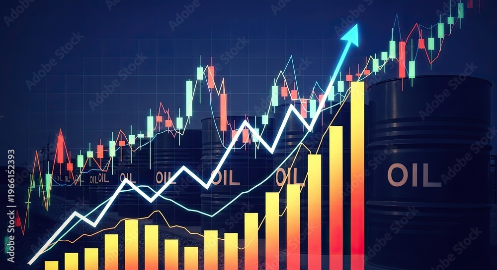 Fototapeta premium Oil price surge analyzing market trends and investment opportunities in the global oil industry