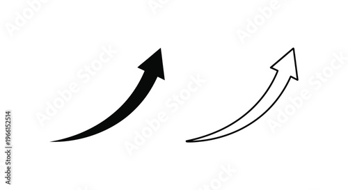 black and white curved arrows pointing upwards Vector