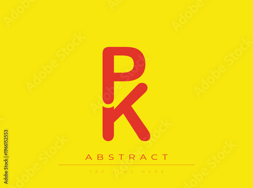 Abstract logo design with red PK letters on yellow background