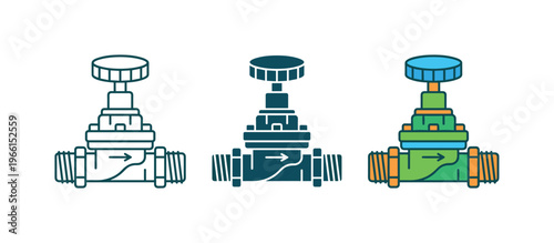 Industrial valve with flow indicator and control knob in three styles