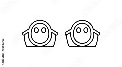 a pair of cartoon faces with smiling expressions Vector