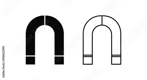 horseshoe magnets in black and white Vector