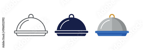 Collection of three food cloche icons representing different styles of service