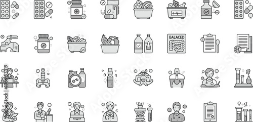 Laundry and Home Care Vector Set with Washing Machine, Detergent, Cleaning Supplies, Baskets, and Household Chores for Domestic and Household Design