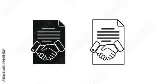 a handshake agreement on two document icons Vector